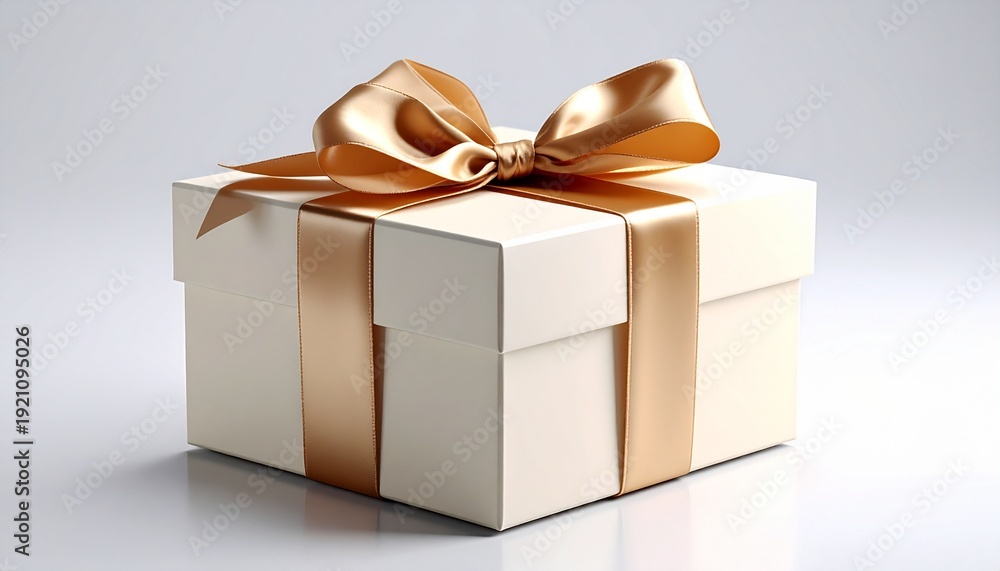 Obraz premium White Gift Box with Gold Ribbon.