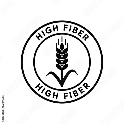 Vector illustration icon black high fiber logo with wheat icon