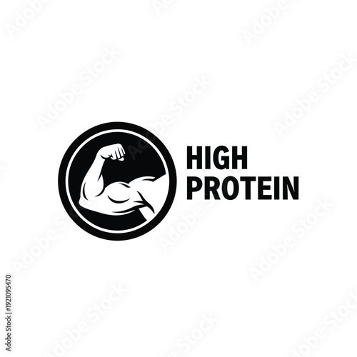 Vector illustration icon high protein logo with flexed arm icon