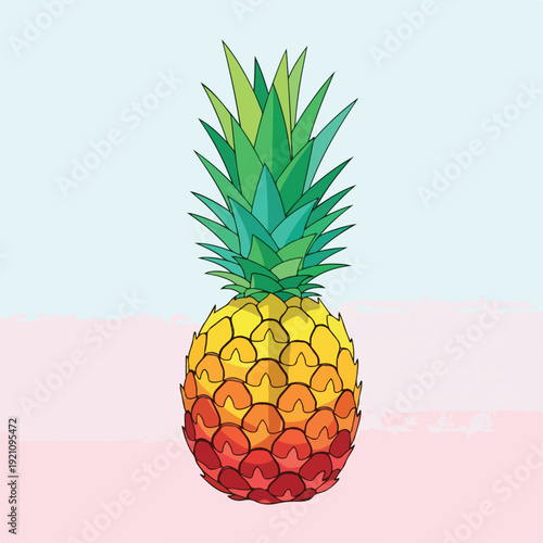 A stylized illustration of a tropical fruit with a spiky green crown (1)