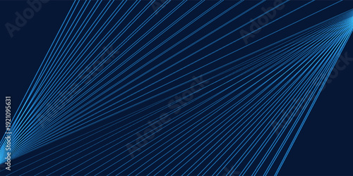 Abstract blue lines on navy background. 3D metal lines concept. Digital wallpaper vector