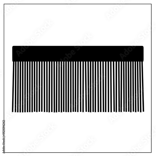 Black fringe trim comb isolated on a white background, showcasing fine teeth and sleek design with ample copy space