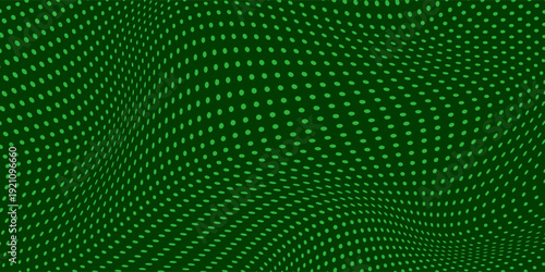 LED green dots pop art on dark green background. Modern big data concept design
