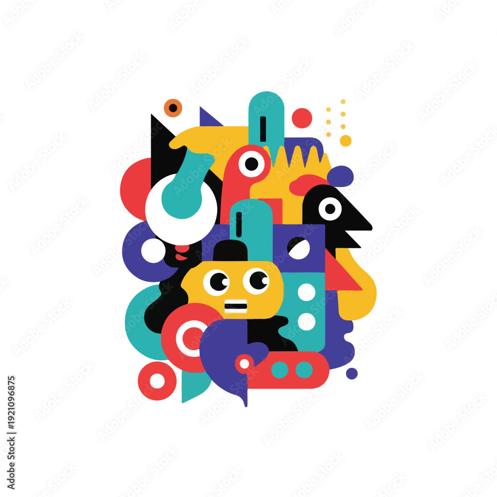 Obraz premium A vibrant abstract composition with colorful geometric shapes