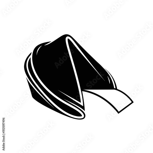 Stylized Black Silhouette of a Fortune Cookie