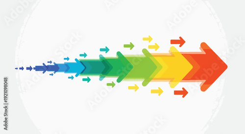 A vibrant, colorful arrow progression indicating a forward trajectory