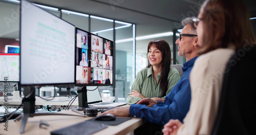 Elderly Woman Holds Online Videoconference With Senior Executive