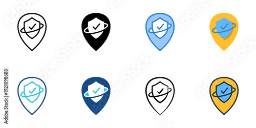 Safe Zones icons set multiple style collection. Editable stroke 
