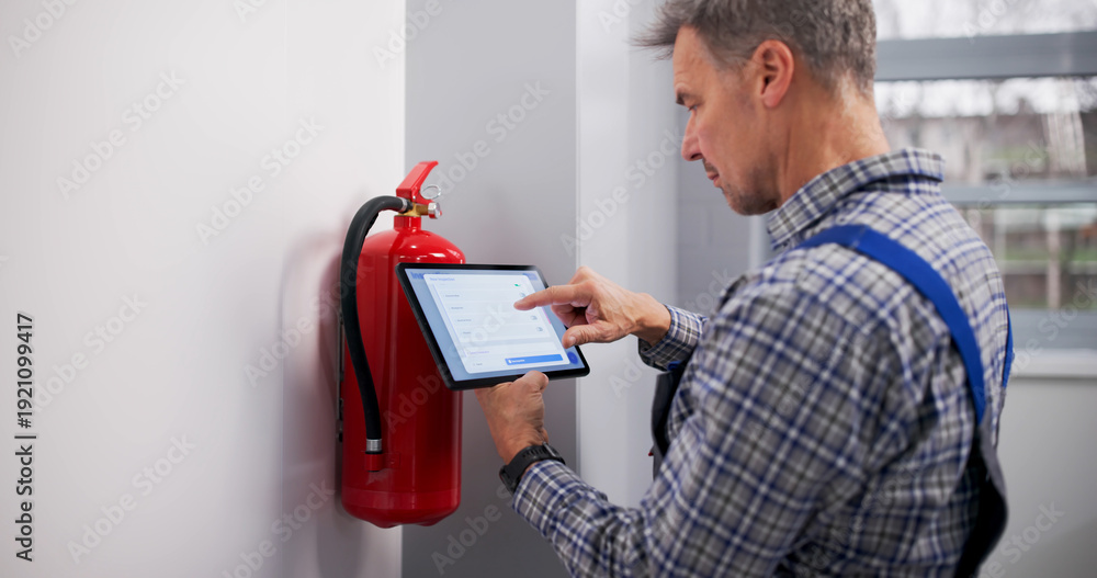 Naklejka premium Emergency Fire Extinguisher Safety Check