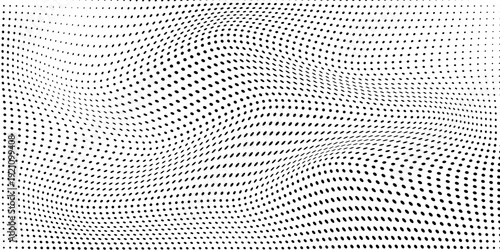 Abstract waves black dots halftone circle