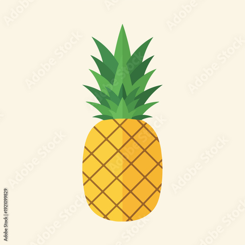 A vibrant flat illustration of a pineapple on a neutral background