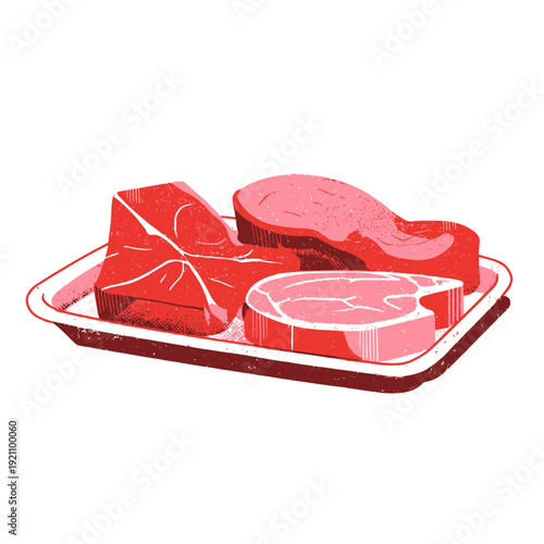 Assortment of Raw Meat Cuts on White Tray