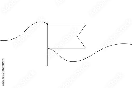 Flag goal sign icon continuous one line drawing single art on white background minimalist blank flag symbol outline vector illustration