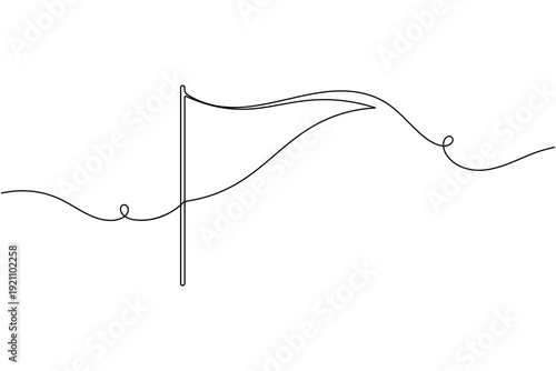 Flag goal sign icon continuous one line drawing single art on white background minimalist blank flag symbol outline vector illustration