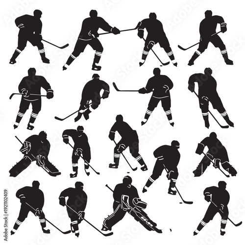 Black Ice Hockey Silhouette Vector, High Quality Illustration on White Background