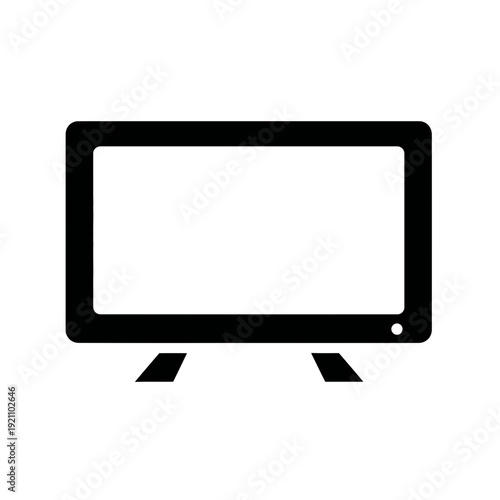 Simple Black Silhouette Vector Icon of a Modern Flat-Screen Television, Representing Entertainment, Media, Technology, and Display Content, Perfect for Broadcasting, News, and Digital Media Concepts.