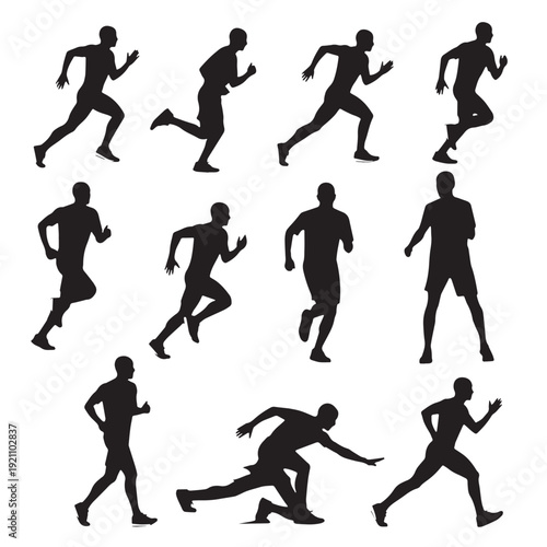 Black Marathon Silhouette Vector, High Quality Illustration on White Background
