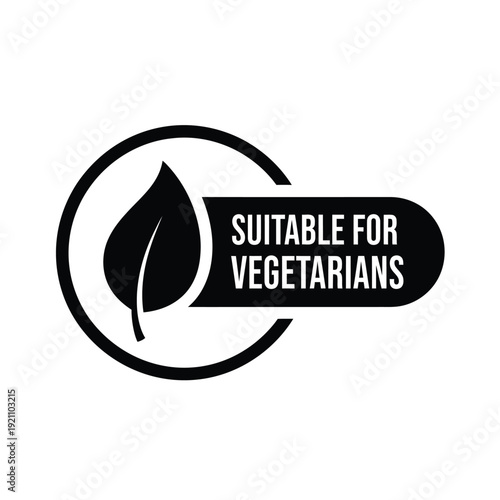 Vector illustration icon suitable for vegetarians label icon with leaf symbol