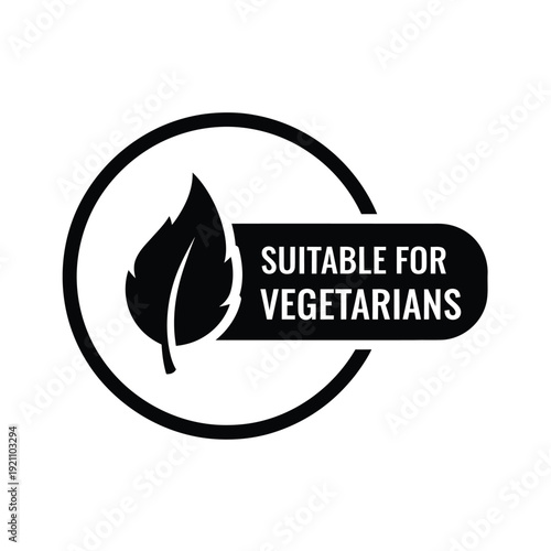 Vector illustration icon suitable for vegetarians label icon with leaf symbol on isolated for vegetarian products