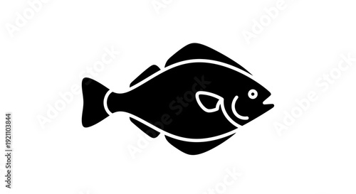 Simple black and white illustration of a fish viewed from the side