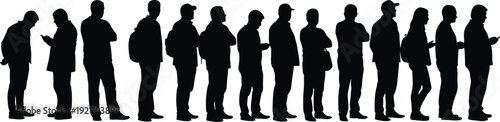 Silhouettes of business people standing in a line