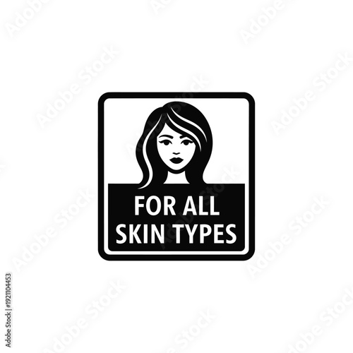 Vector illustration icon for all skin types label icon with woman face illustration