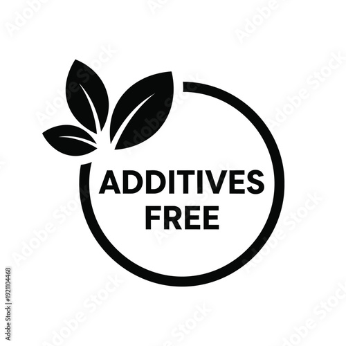 Vector illustration icon additives free logo with leaves and circle