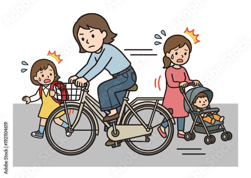 自転車の歩道走行による接触事故イメージ