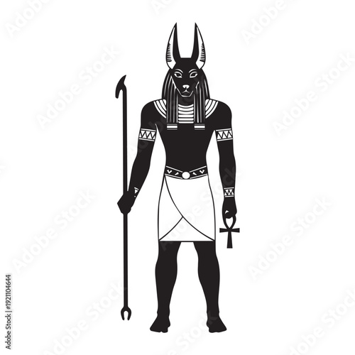 Ancient Egyptian death god anubis icon Silhouette vector black on a white background