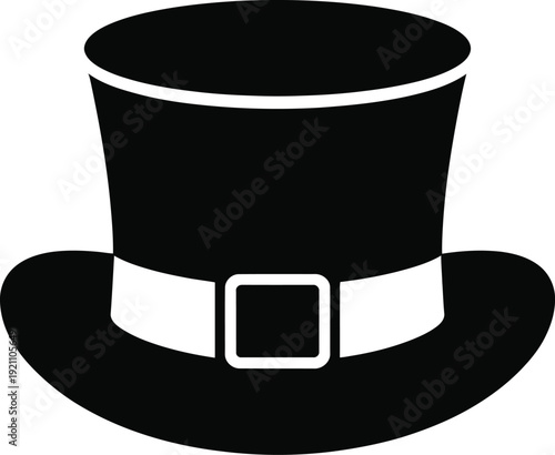 Black top hat icon isolated on transparent background