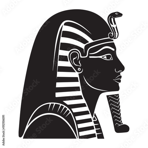 Ancient Egyptian pharaoh's head icon Silhouette vector black on a white background