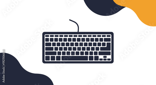 Computer Keyboard with Cable and Keys.