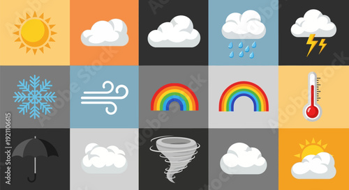 Weather Icons Collection with Various Symbols.