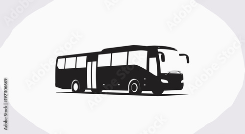 Black Silhouette of Modern City Bus.