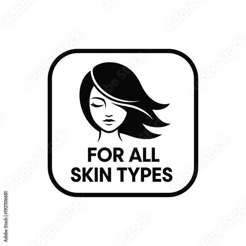 Vector illustration icon for all skin types icon, black and white graphic, beauty and skincare symbol