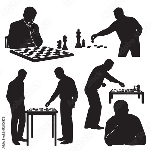 Black Checkers (Draughts) Silhouette Vector, High Quality Illustration on White Background