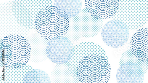 和柄　青　抽象的　模様　背景