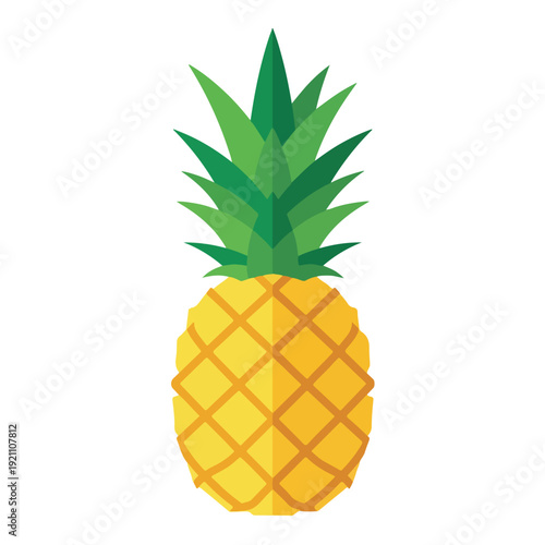 A vibrant, stylized illustration of a pineapple, isolated on white
