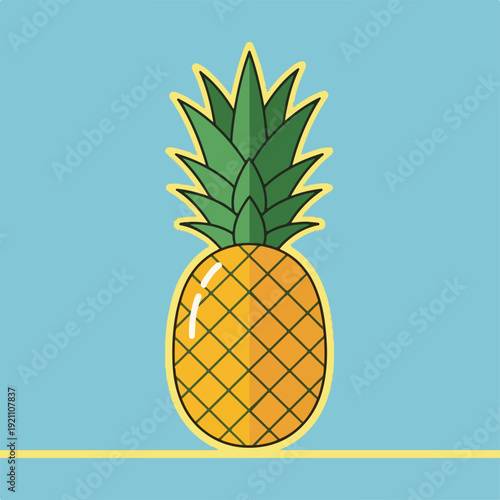 A vibrant, stylized illustration of a tropical fruit pineapple