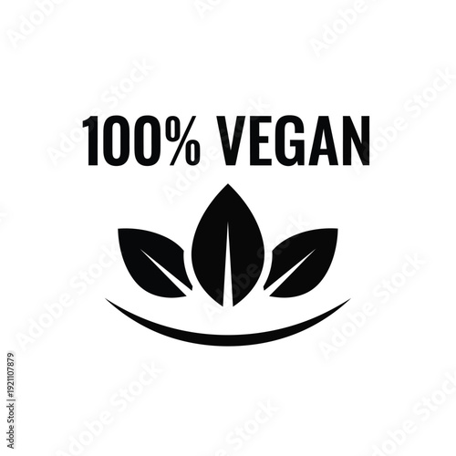 Vector illustration icon black vegan logo with leaf design