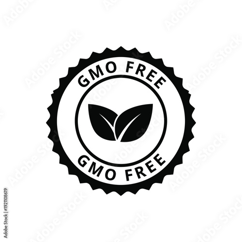 Vector illustration icon black and white gmo free label icon with leaves