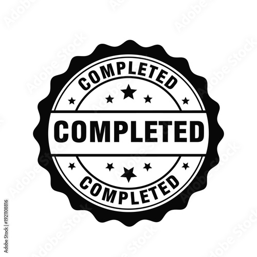 Vector illustration icon black completed stamp icon with stars