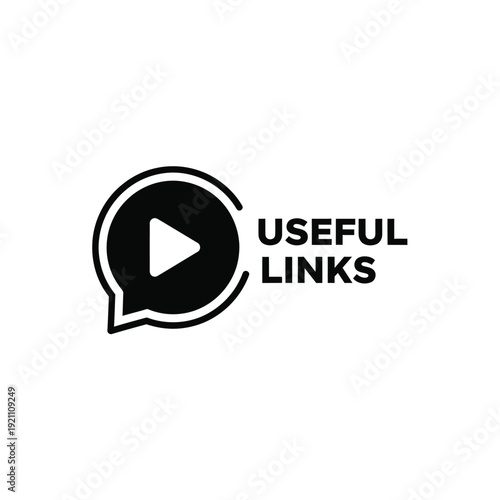 Vector illustration icon useful links icon with play button in speech bubble