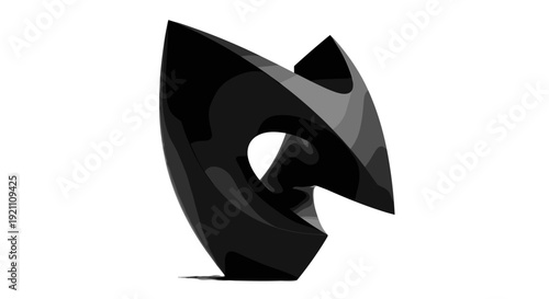 Black Metal Abstract Sculpture Modern Art.