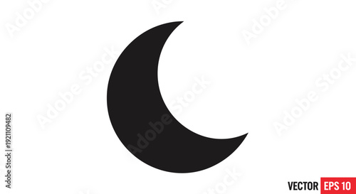 Crescent Moon Symbol Vector Illustration.