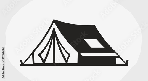 Simple Black and White Tent Illustration.