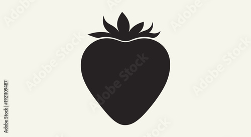 Black Silhouette of a Strawberry Fruit.
