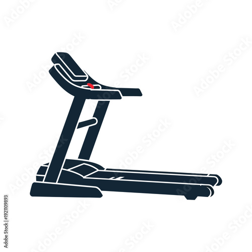 Simple line art illustration of a modern home treadmill machine