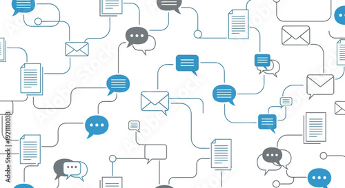 Abstract diagram illustrating communication channels and digital information flow