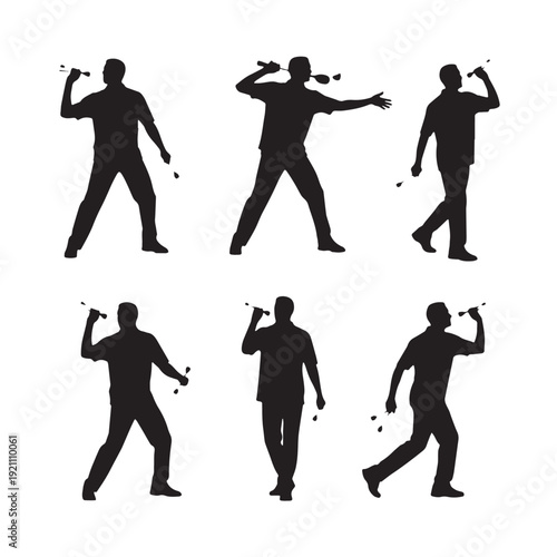 Black Darts Silhouette Vector, High Quality Illustration on White Background